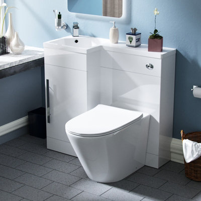 Nes Home Raven Left Hand 900mm Flat Pack Vanity Basin Unit, WC Unit ...