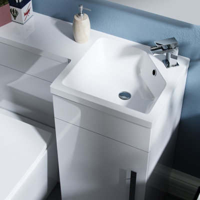 Nes Home Raven Right Hand 900mm Flat Pack Vanity Basin Unit, WC Unit & Ellis UF Back to Wall Toilet White