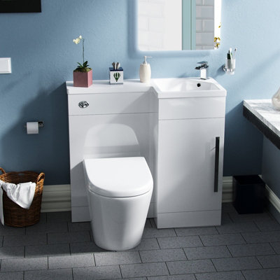 Nes Home Raven Right Hand 900mm Vanity Basin Unit, WC Unit & Ellis Back ...