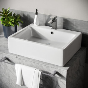 Nes Home Rectangle 580 mm Large Counter Top or Wall Hung Basin