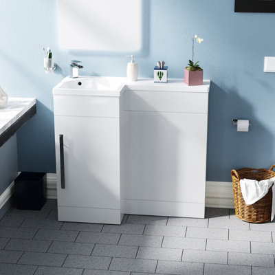 Nes Home Relovane 900 mm Modern L Shape Left Hand Bathroom Basin Vanity WC Unit