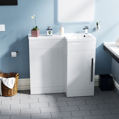 Nes Home Relovane 900 mm Modern L Shape Right Hand Bathroom Basin Vanity WC Unit