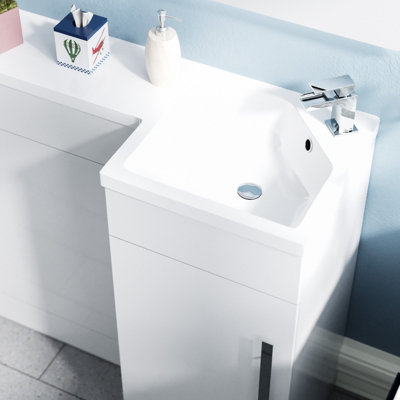 Nes Home Relovane 900 mm Modern L Shape Right Hand Bathroom Basin Vanity WC Unit
