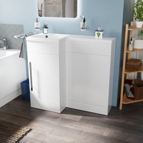 Nes Home Relovane 900mm Modern L Shape Left Hand Bathroom Basin Vanity Flat Pack