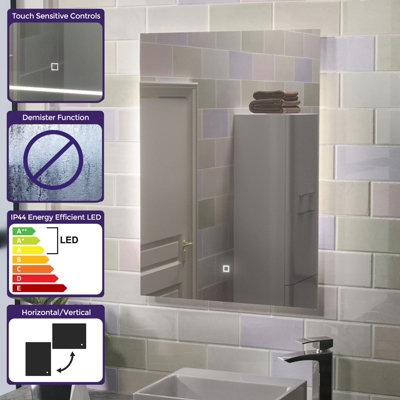 Nes Home Riley Large Illuminated Backlit Bathroom Mirror with Lights Touch Switch