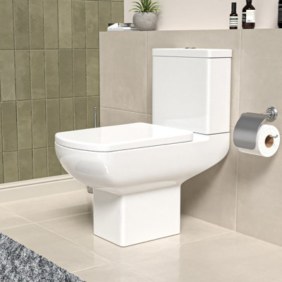 Nes Home Rimless Square Close Coupled Toilet With Seat & Cistern