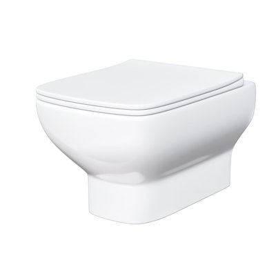Nes Home Rimless Square Wall Hung Toilet Pan with Soft Close Toilet ...