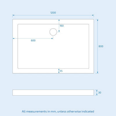 Nes Home Rio Ultra Slim 1200 x 800mm Rectangular Low Profile Shower Tray