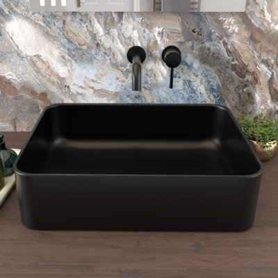 Nes Home Rogiet 490 x 375mm Countertop Basin Rectangle Matte Black ...