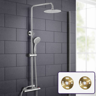 Nes Home Rosa Round Thermostatic Dual Control Riser Slider Shower Handset & Easy Fittings