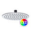 Nes Home Round 300 mm Overhead Rainfall Shower Head LED 3 Colour Changing Chrome Finish