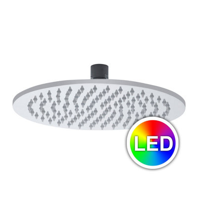 Nes Home Round 300 mm Overhead Rainfall Shower Head LED 3 Colour Changing Chrome Finish Price Comparisons | Compare The Build