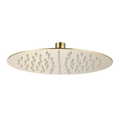 Nes Home Round Brushed Brass Bathroom Rainfall Overhead Slim Shower Head