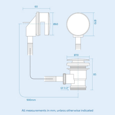 Nes Home Round Click Clack Sprung Bath Waste with Overflow