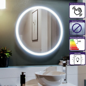 Nes Home Round LED 600 x 600mm Bathroom Motion Sensor Mirror