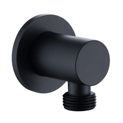 Nes Home Round Matte Black Wall Mounted Outlet Elbow Shower Hose Concealed Connector Kit