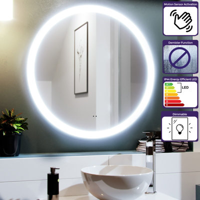 Nes Home Round Motion Sensor Bathroom LED Mirror Demister Anti-fog 700mm