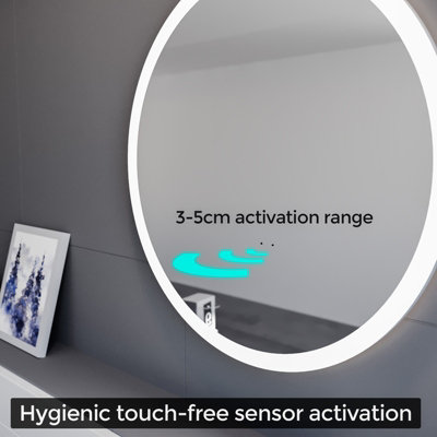 Nes Home Round Motion Sensor Bathroom LED Mirror Demister Anti-fog 700mm