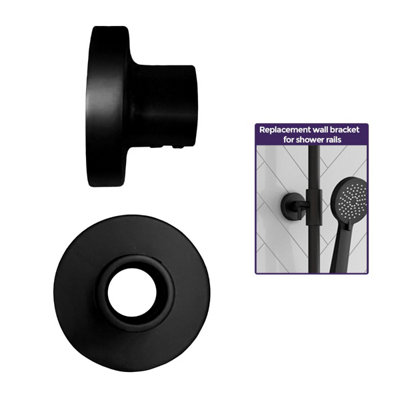 Nes Home Round Replacement Wall Mounted Bracket Support for Shower Rails Black