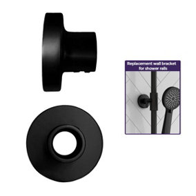 Nes Home Round Replacement Wall Mounted Bracket Support for Shower Rails Black