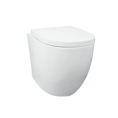 Nes Home Round Rimless Back To Wall Toilet Pan with Soft Close Seat