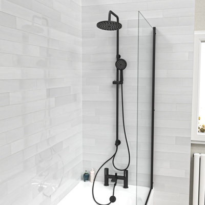 Nes Home Round Riser Rail Shower Kit With Bath Mixer Tap & Handset ...