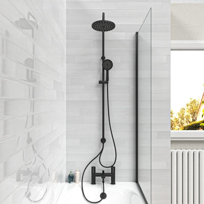 Nes Home Round Riser Rail Shower Kit With Bath Mixer Tap & Handset ...