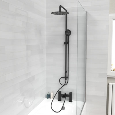 Nes Home Round Shower Riser Rail Kit With Waterfall Mixer & Handset ...
