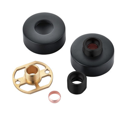 Nes Home Round Wall Mounted Fitting Kit Black For Shower Mixer Valve & Taps