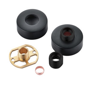 Nes Home Round Wall Mounted Fitting Kit Black For Shower Mixer Valve & Taps