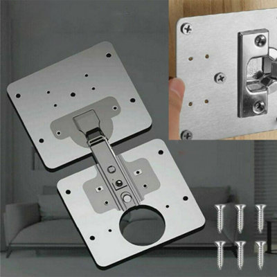 Nes Home Rust-Resistant Cupboard Hinge Repair Plate, 2 Plate + 12 Screws