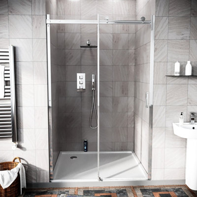 Nes Home Saga 1200mm Frameless Sliding Shower Enclosure 8mm Clear Tempered Glass Price Comparisons | Compare The Build