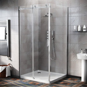 Nes Home Saga Frameless Sliding Door 1000mm & Side Panel 800mm Shower Enclosure