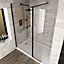 Nes Home Samotha 6mm Tempered Glass Screen Flipper Return Panel Black for Walk-in Shower Enclosure
