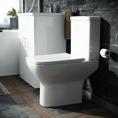 Nes Home Sandra Modern Square Rimless Close Coupled Toilet With Soft Close Seat
