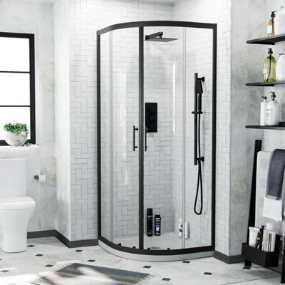 Nes Home Saturn 800 x 800 Black Quadrant Corner Shower Enclosure