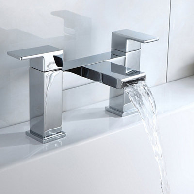 Nes Home Saturn Waterfall Design Basin Sink Mono Mixer Tap & Deck Mounted Bath Filler Tap