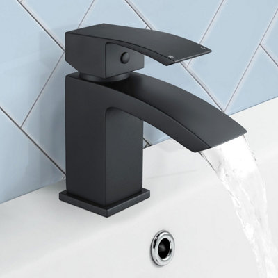 Nes Home Seirra Cloakroom Waterfall Cloakroom Basin Mono Mixer Tap Matte Black