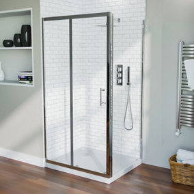 Nes Home Shower 1000 mm Sliding Door with 900 mm Frameless Glass Side Panel Screen