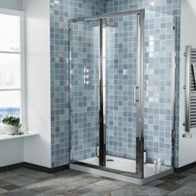 Nes Home Shower 1100mm Sliding Door with 700 mm Frameless Glass Side Panel Screen