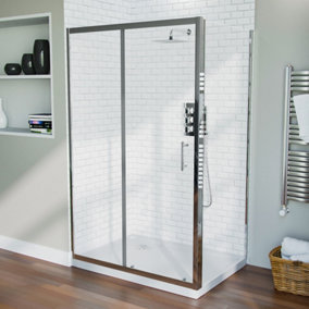 Nes Home Shower 1200 mm Sliding Door with 900 mm Frameless Glass Side Panel Screen