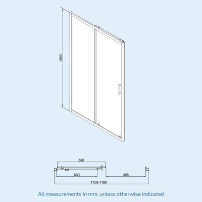 Nes Home Shower 1200mm Sliding Door with 700 mm Frameless Glass Side Panel Screen