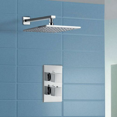 Nes Home Sienna Bathroom Concealed Square Thermostatic Shower Mixer Valve Tap Chrome