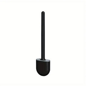 Nes Home Silicone Toilet Brushes with Wall Mounted Toilet Brush Holder Black