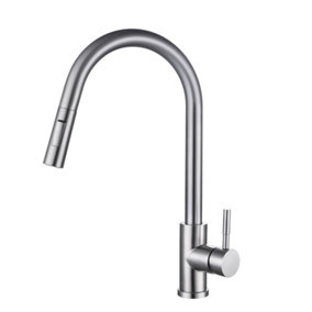 Nes Home Single Lever Pull Out Kitchen Mixer Tap Brushed Stainless Steel
