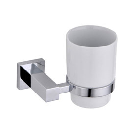 Nes Home Single Wall Mounted Round Tumbler And Holder Chrome