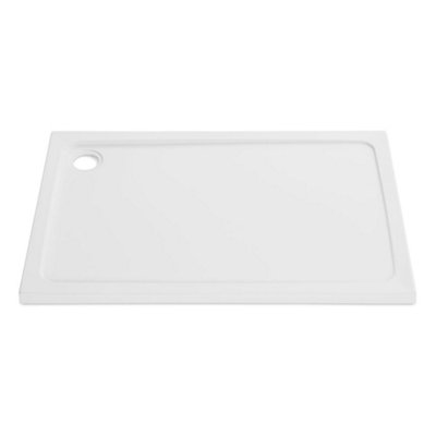 Nes Home Slim 1200 x 700 mm White Rectangular Shower Tray Stone Resin