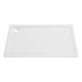 Nes Home Slim 1200 x 700 mm White Rectangular Shower Tray Stone Resin