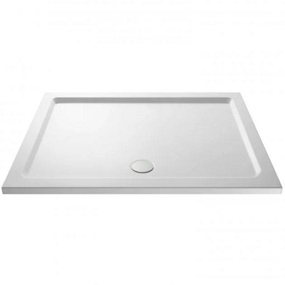 Nes Home Slim 1400 x 900 Rectangular Stone Resin Shower Tray For Wetroom Enclosure