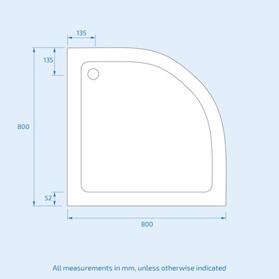 Nes Home Slim 800 x 800 mm White Quadrant Shower Tray Stone Resin